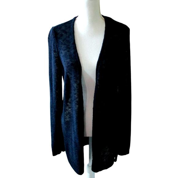 Loft Women's Blue Long Sleeve Open Front Cardigan Sweater Size Large - Picture 1 of 9